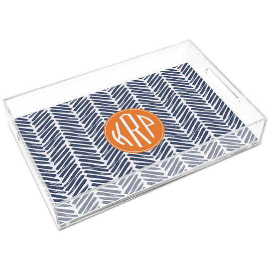 Denim Herringbone Lucite Trays